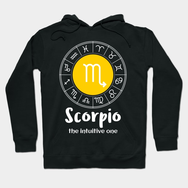 Scorpio The Intuitive One Zodiac Sign Hoodie by Science Puns